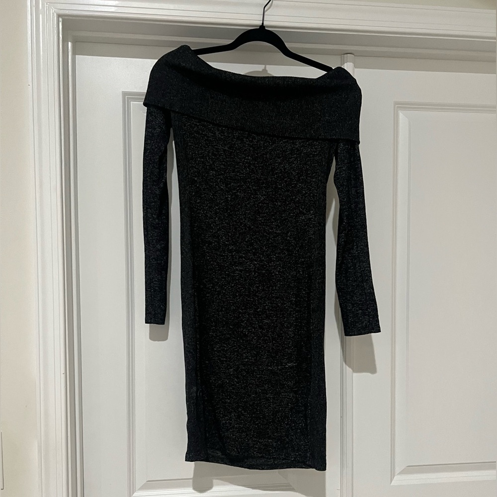 Cute Black Off-Shoulder sweater Dress
